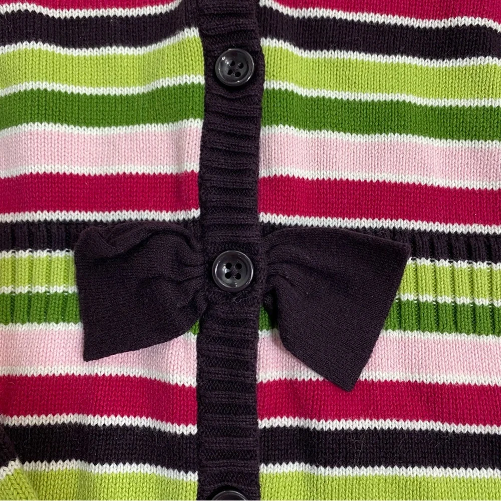 GYMBOREE Sweater Cardigan Button Up Hoodie Size 7/8 Pink Green Knit Warm